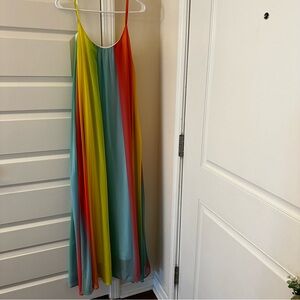Aura Elegant Rainbow Color Maxi Dress